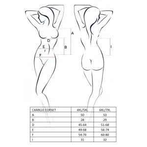 Schwarz/weißes Strapshemd Camille von Passion Plus Size