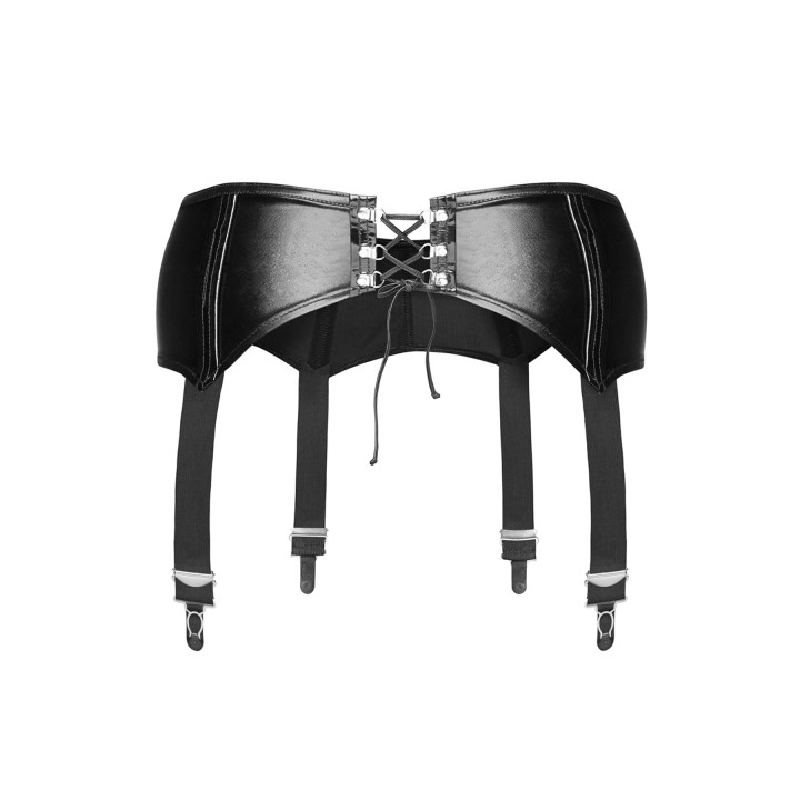 Schwarzer Wetlook Strapsgürtel F034 von Noir Handmade | Fesselliebe.de
