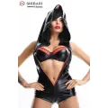 Schwarzer Kapuzenbody Hoshi von Demoniq Shibari Collection