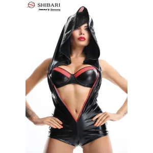 Schwarzer Kapuzenbody Hoshi von Demoniq Shibari Collection
