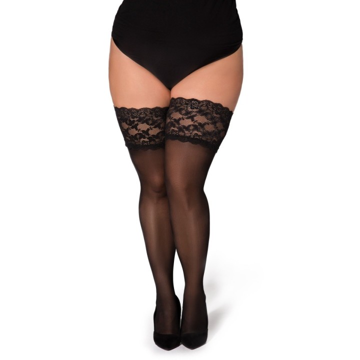 Halterlose Strümpfe Paloma schwarz von Legg Story XTra Size | Fesselliebe.de
