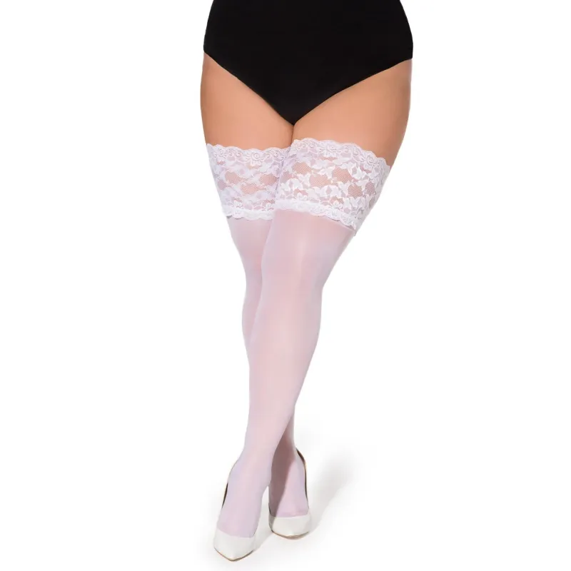 Halterlose Strümpfe Paloma weiß von Legg Story XTra Size | Fesselliebe.de