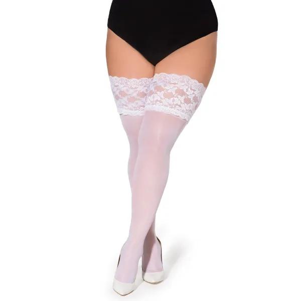 Halterlose Strümpfe Paloma weiß von Legg Story XTra Size | Fesselliebe.de