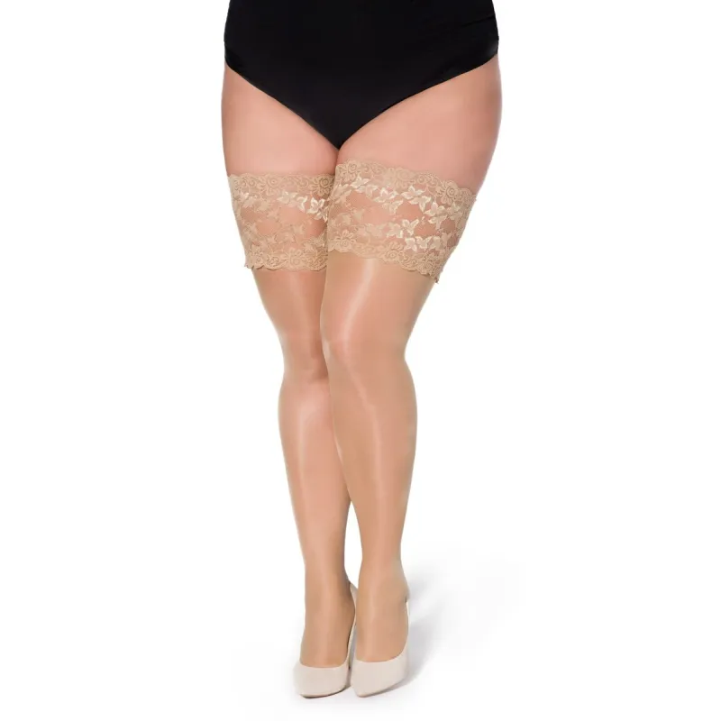 Halterlose Strümpfe Paloma natur von Legg Story XTra Size | Fesselliebe.de