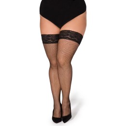 Halterlose Netz-Strümpfe Christina schwarz von Legg Story XTra Size | Fesselliebe.de