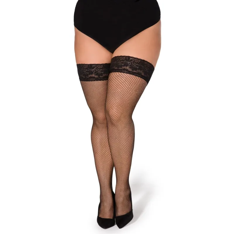 Halterlose Netz-Strümpfe Christina schwarz von Legg Story XTra Size | Fesselliebe.de