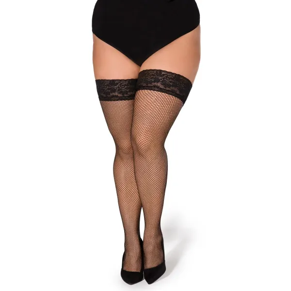 Halterlose Netz-Strümpfe Christina schwarz von Legg Story XTra Size | Fesselliebe.de