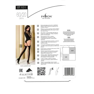 Halterlose Strümpfe ST101 schwarz/rot von Passion