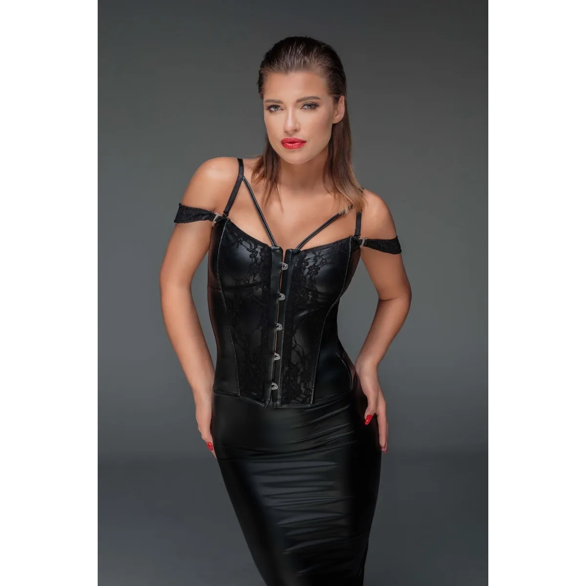 Schwarzes Corsage mit weicher Spitze F159 von Noir Handmade Muse Collection | Fesselliebe.de