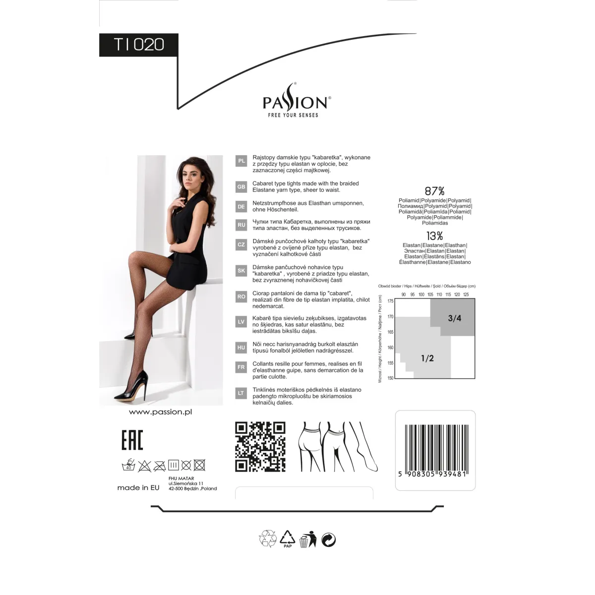 Netzstrumpfhose TI020 schwarz von Passion | Fesselliebe.de