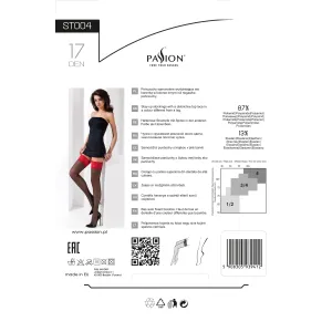 Halterlose Strümpfe ST004 schwarz/rot von Passion