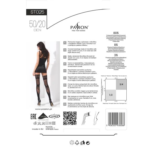 Halterlose Strümpfe ST025 schwarz von Passion | Fesselliebe.de