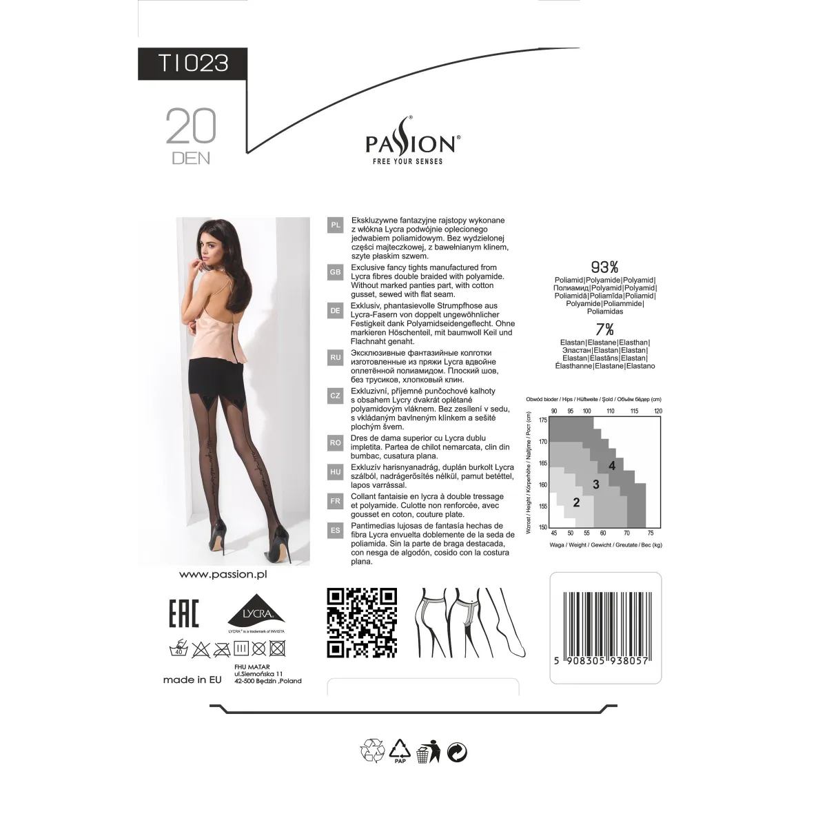 Strumpfhose mit Muster TI023 schwarz von Passion | Fesselliebe.de