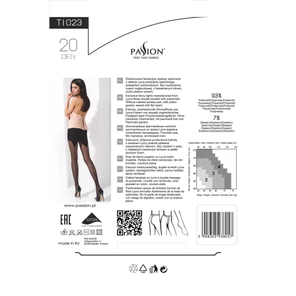 Strumpfhose mit Muster TI023 schwarz von Passion | Fesselliebe.de