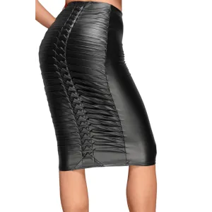 Powerwetlook Rock mit handgemachten Zierfalten auf der Rückseite F177 von Noir Handmade Decadence Collection