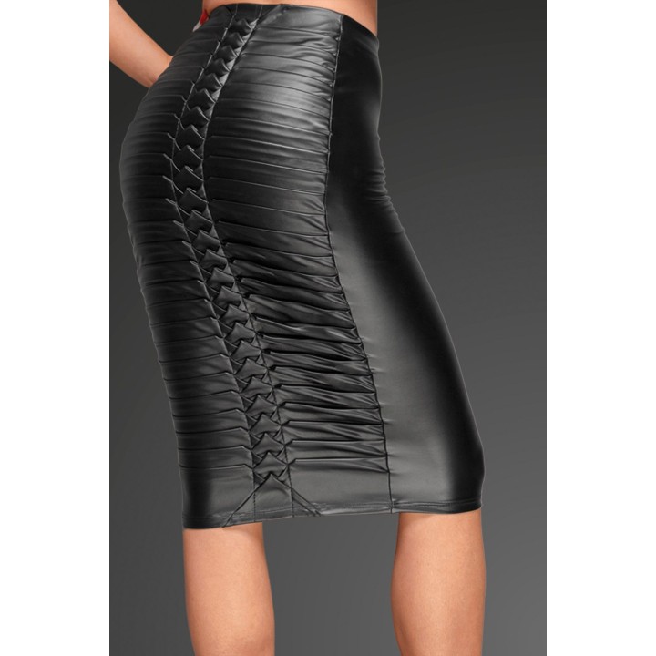 Powerwetlook Rock mit handgemachten Zierfalten auf der Rückseite F177 von Noir Handmade Decadence Collection | Fesselliebe.de