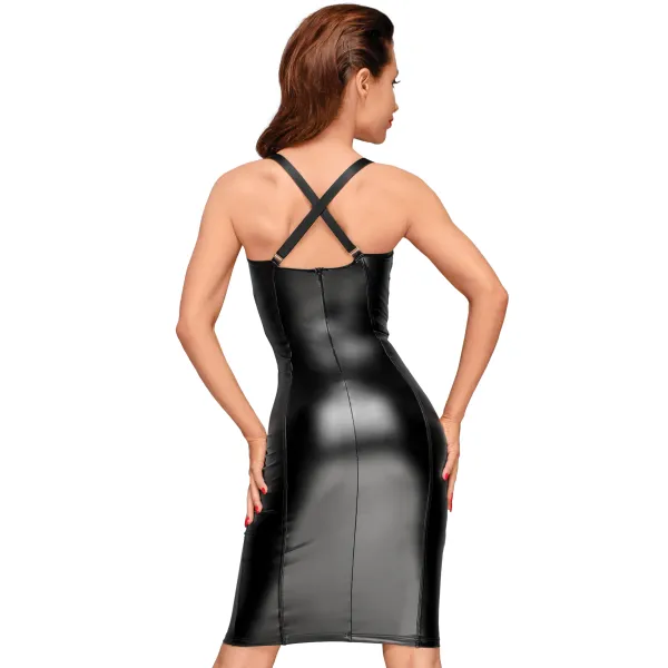 Powerwetlook Kleid mit elastischen Einsätzen in der Hüfte und Brustbereich F180 von Noir Handmade Decadence Collection | Fesselliebe.de