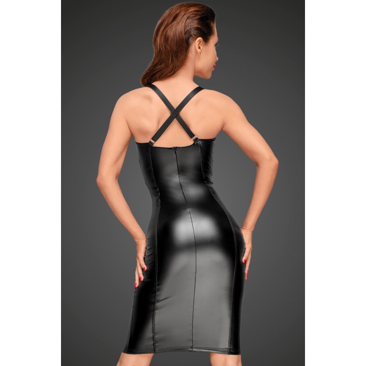 Powerwetlook Kleid mit elastischen Einsätzen in der Hüfte und Brustbereich F180 von Noir Handmade Decadence Collection | Fesselliebe.de