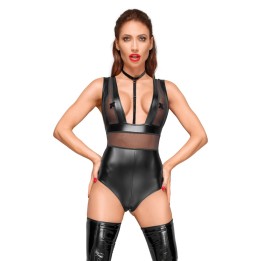 Powerwetlook Body mit Tülleinsätzen und Choker aus zartem Samt F183 von Noir Handmade Decadence Collection | Fesselliebe.de