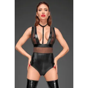 Powerwetlook Body mit Tülleinsätzen und Choker aus zartem Samt F183 von Noir Handmade Decadence Collection