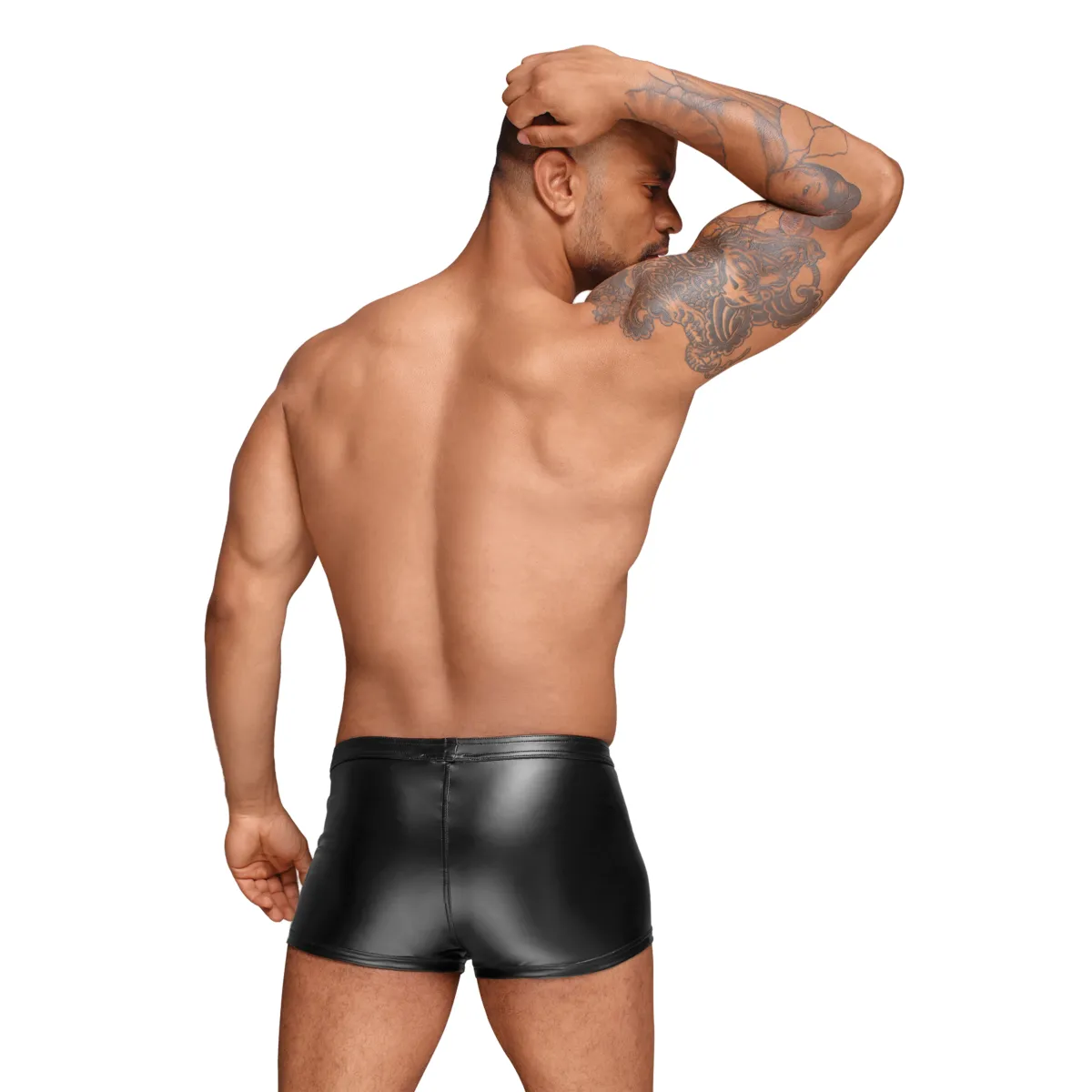 Powerwetlook Shorts mit dekorativen PVC Zierfalten H054 von Noir Handmade Decadence Collection | Fesselliebe.de