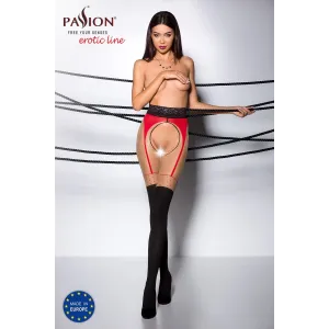 Ouvert Strumpfhose TI OPEN 003 schwarz/rot von Passion Erotic Line | Fesselliebe.de