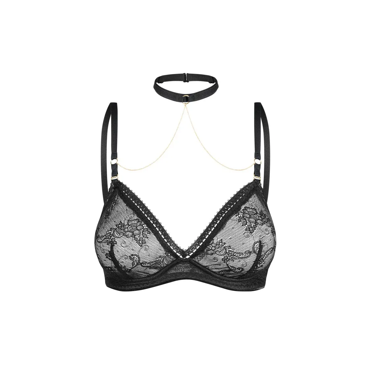 BH-Träger, Halsband und goldenen Ketten 2618 von Petite Noir | Fesselliebe.de
