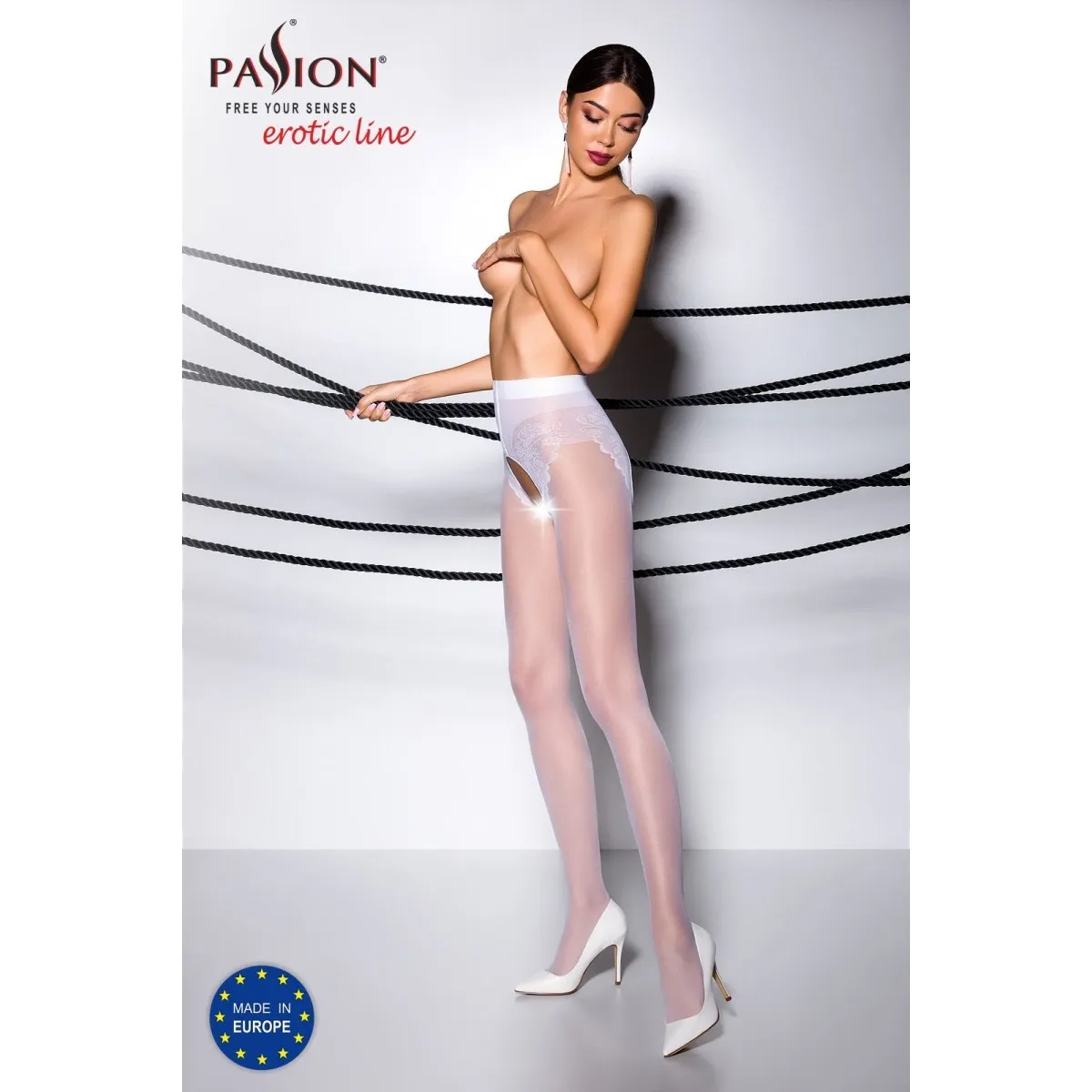 Ouvert Strumpfhose TI OPEN 006 weiß von Passion Erotic Line | Fesselliebe.de