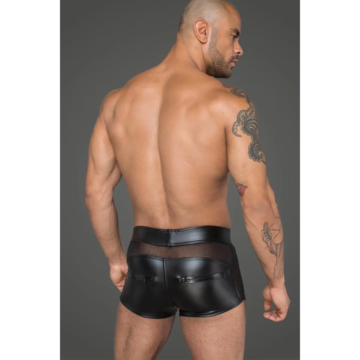 Shorts aus Powerwetlook und 3D-Netz H058 von Noir Handmade Rebellious Collection | Fesselliebe.de