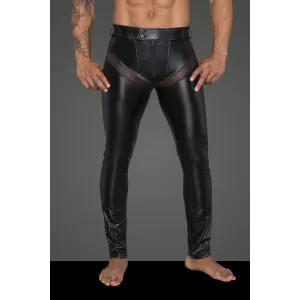 Powerwetlook-Longpants mit Einsätzen und Taschen aus 3D-Netz H059 von Noir Handmade Rebellious Collection | Fesselliebe.de