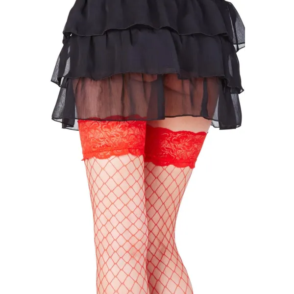 Halterlose Netz-Strümpfe Rita rot von Legg Story | Fesselliebe.de