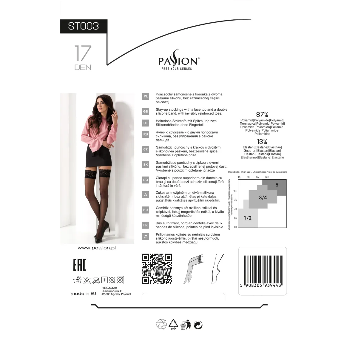 Halterlose Strümpfe ST003 weiß von Passion | Fesselliebe.de