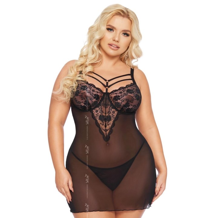 Schwarzes Chemise 1890 von Softline Plus Size Collection | Fesselliebe.de