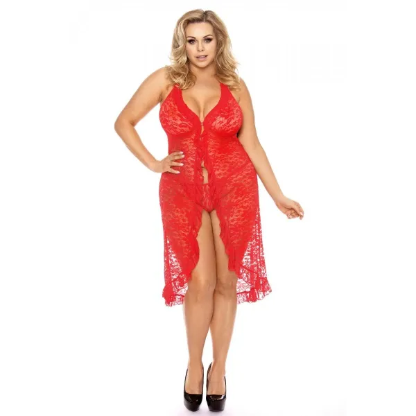 Rotes langes Kleid AA052066 von Anais Apparel Plus Size | Fesselliebe.de