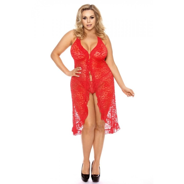 Rotes langes Kleid AA052066 von Anais Apparel Plus Size | Fesselliebe.de