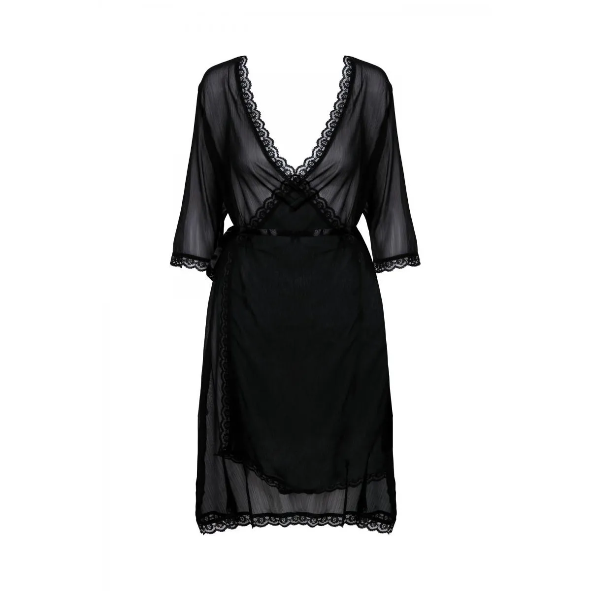 Schwarzer Kimono AA0521295 von Anais Apparel Plus Size | Fesselliebe.de