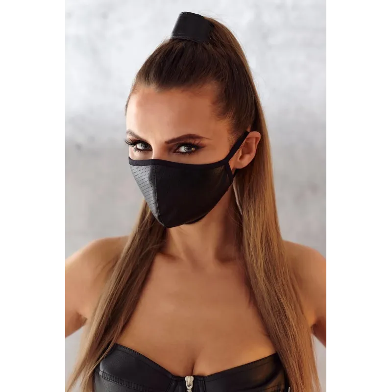 2-lagige Maske 002 mit perforiertem Wetlook und Baumwolle Oeko Tex | Fesselliebe.de