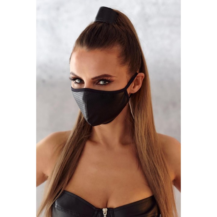 2-lagige Maske 002 mit perforiertem Wetlook und Baumwolle Oeko Tex | Fesselliebe.de