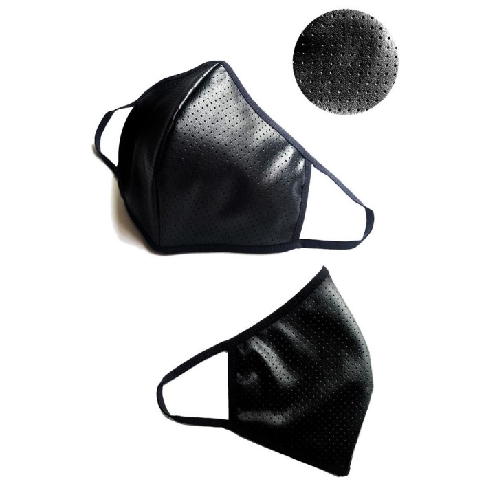 2-lagige Maske 002 mit perforiertem Wetlook und Baumwolle Oeko Tex | Fesselliebe.de