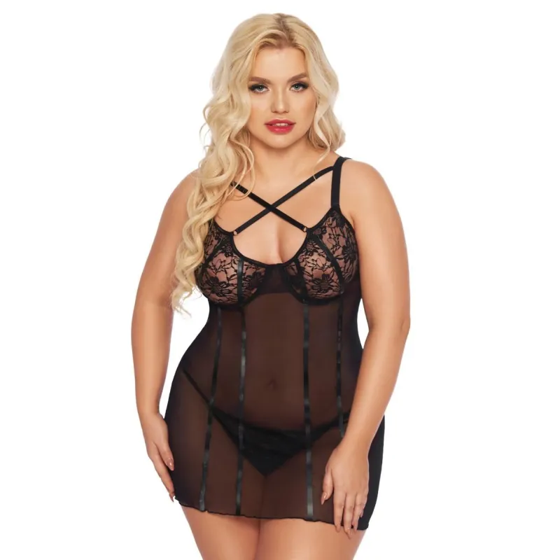 Schwarzes Chemise 1896 von Softline Pluse Size Collection | Fesselliebe.de