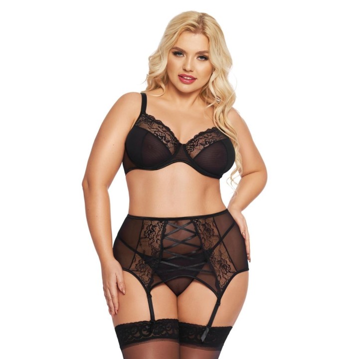 Schwarzes 3-teiliges Set 1893 von Softline Pluse Size Collection | Fesselliebe.de