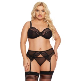 Schwarzes 3-teiliges Set 1903 von Softline Pluse Size Collection | Fesselliebe.de