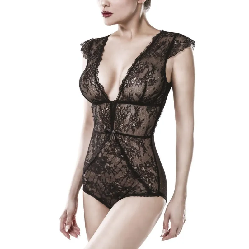 Schwarzer Spitzen Body 15302 von Grey Velvet | Fesselliebe.de
