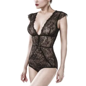 Schwarzer Spitzen Body 15302 von Grey Velvet | Fesselliebe.de