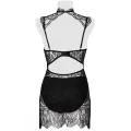 Schwarzes Spitzen Negligé 15310 von Grey Velvet