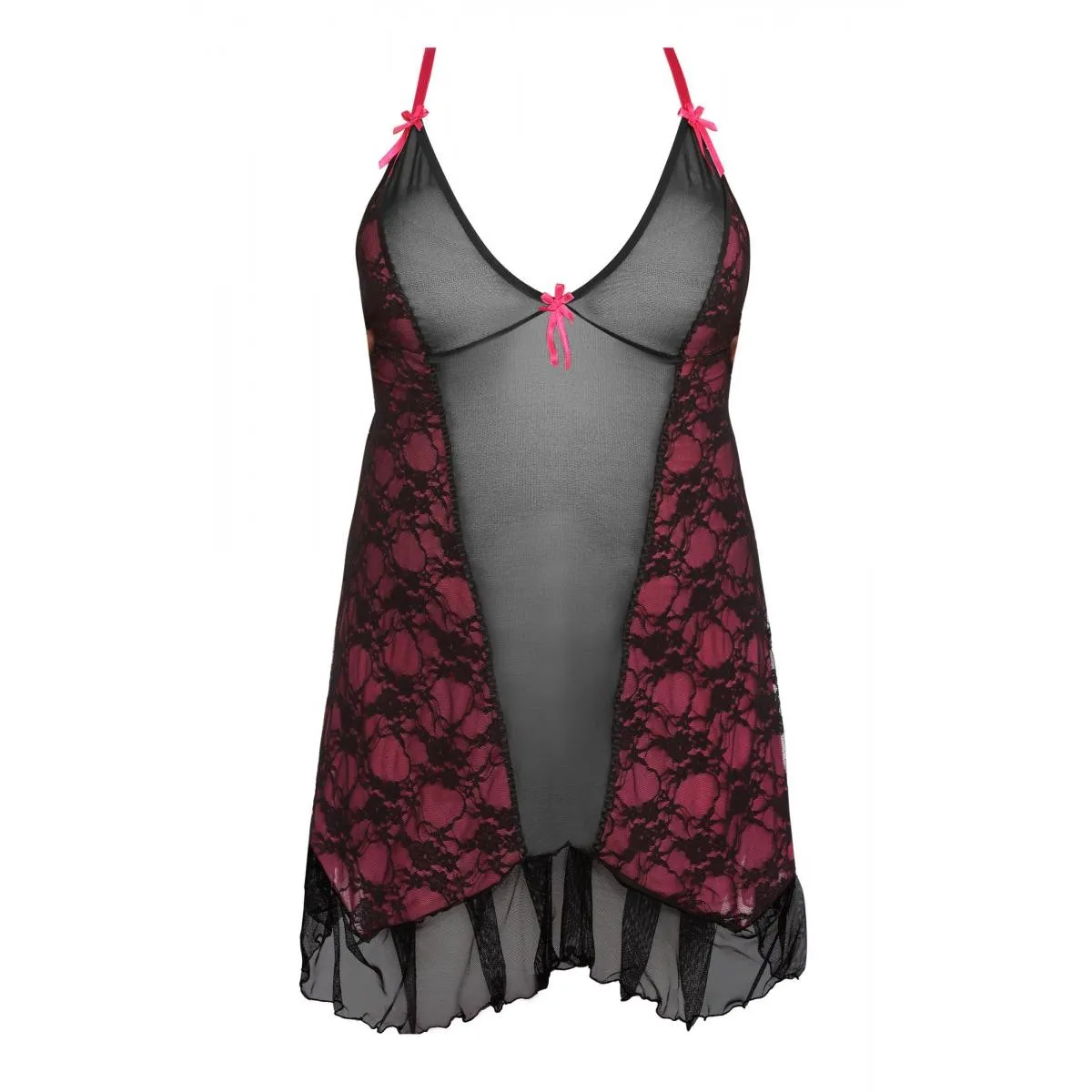 Schwarz/pinkes Chemise AA051980 von Anais Apparel Plus Size | Fesselliebe.de