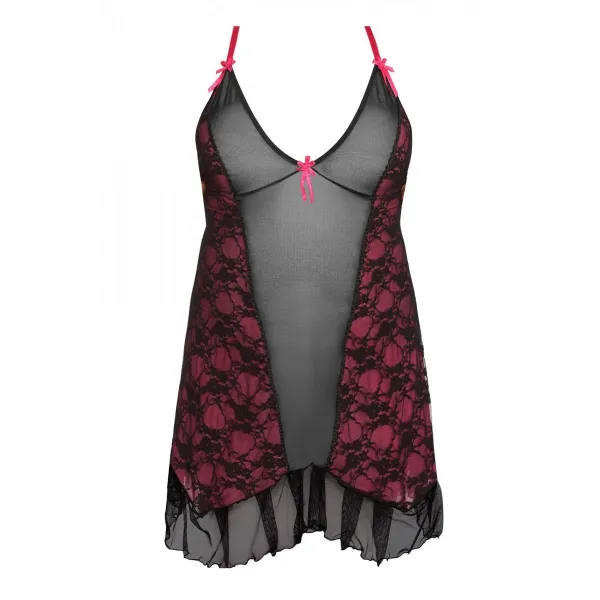 Schwarz/pinkes Chemise AA051980 von Anais Apparel Plus Size | Fesselliebe.de