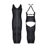 Langes Kleid CRD005 schwarz von Regnes Fetish PLanet Crossdresser Fetish Line | Fesselliebe.de