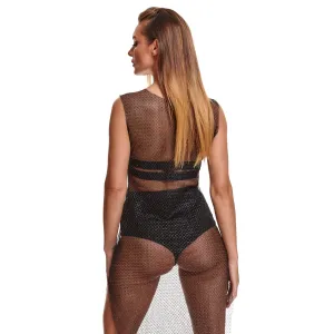 Schwarz/silbernes Kleid STIolanda001 von Demoniq Silver Touch Collection