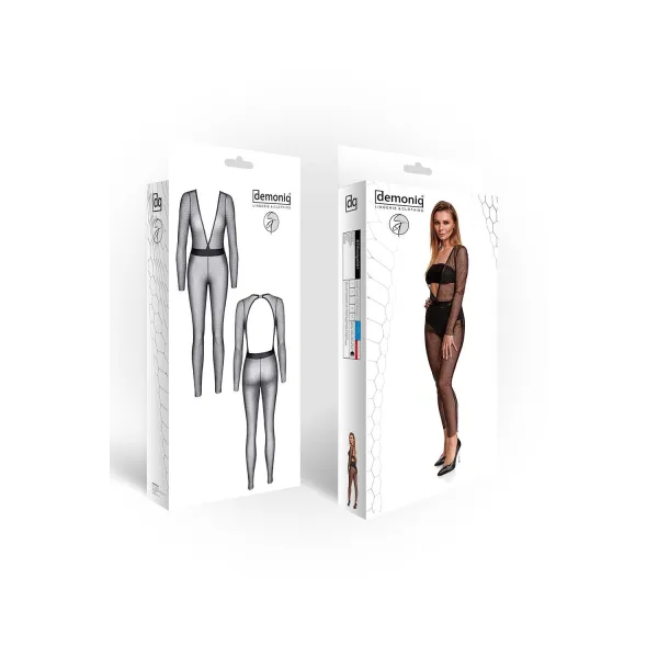 Schwarz/silbernes Jumpsuit STEdvige001 von Demoniq Silver Touch Collection | Fesselliebe.de